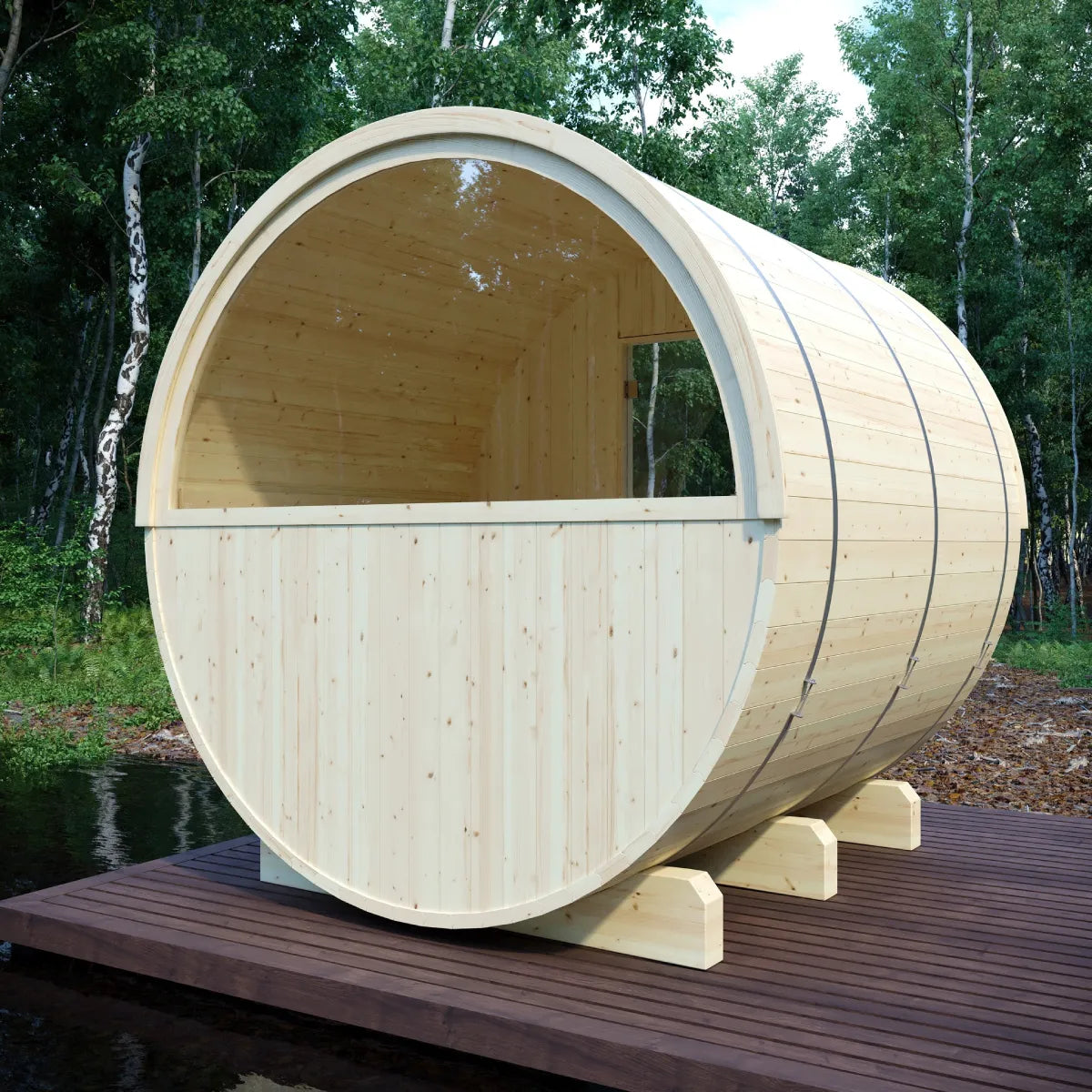 Helsinki Finnish Barrel Sauna with Terrace and WiFi Heater – Finnish Sauna Builders