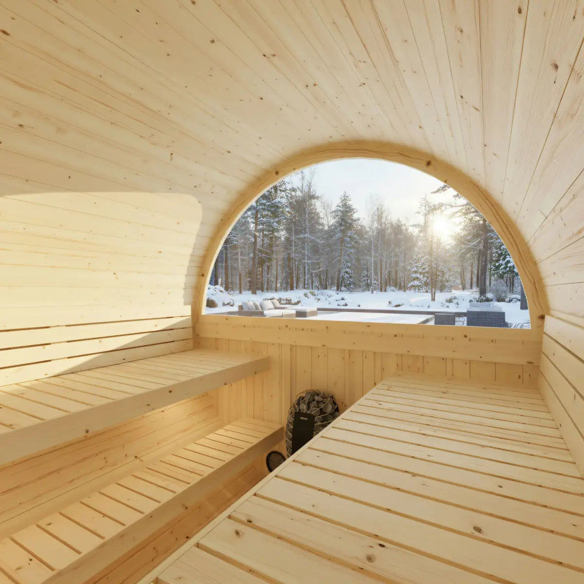 Turku Finnish Barrel Sauna with Terrace and WiFi Heater – Finnish Sauna Builders
