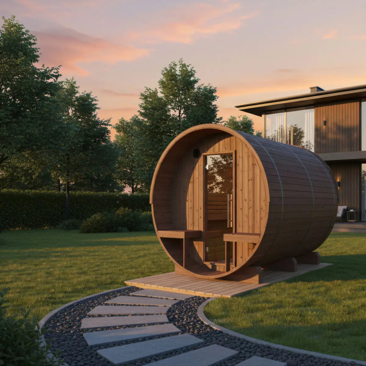 Turku Finnish Barrel Sauna with Terrace and WiFi Heater – Finnish Sauna Builders