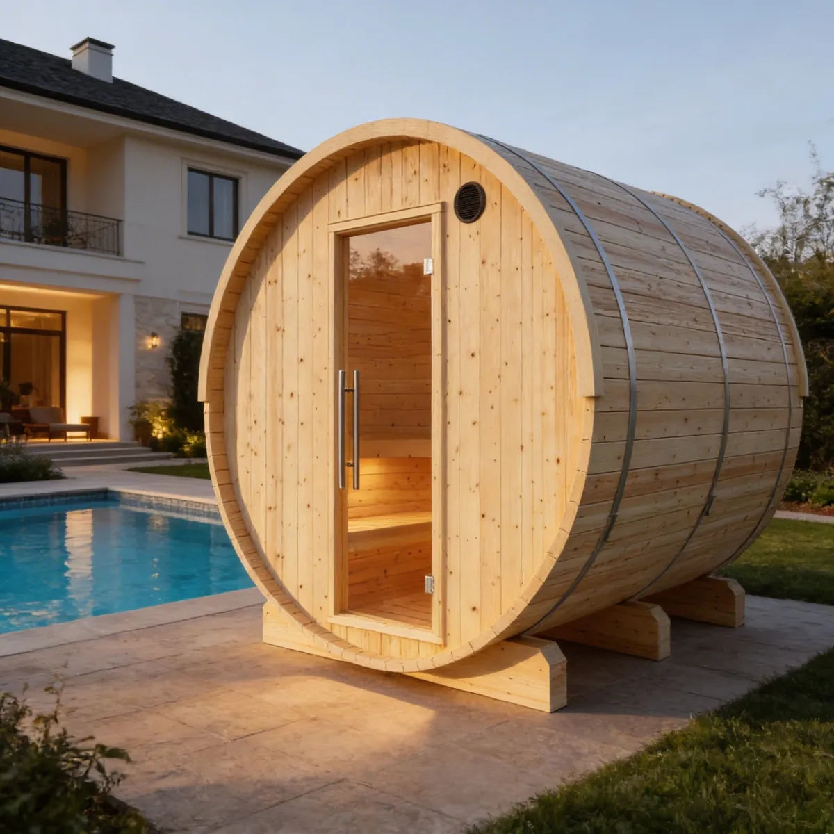 Vassa Finnish Barrel Sauna with WiFi Heater – Finnish Sauna Builders
