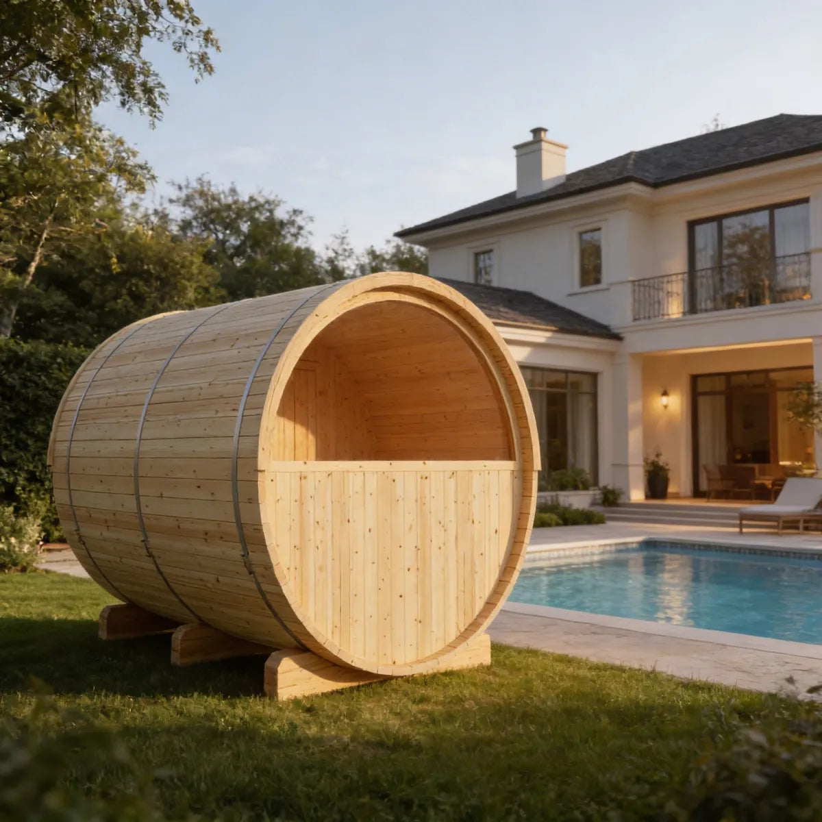 Vassa Finnish Barrel Sauna with WiFi Heater – Finnish Sauna Builders