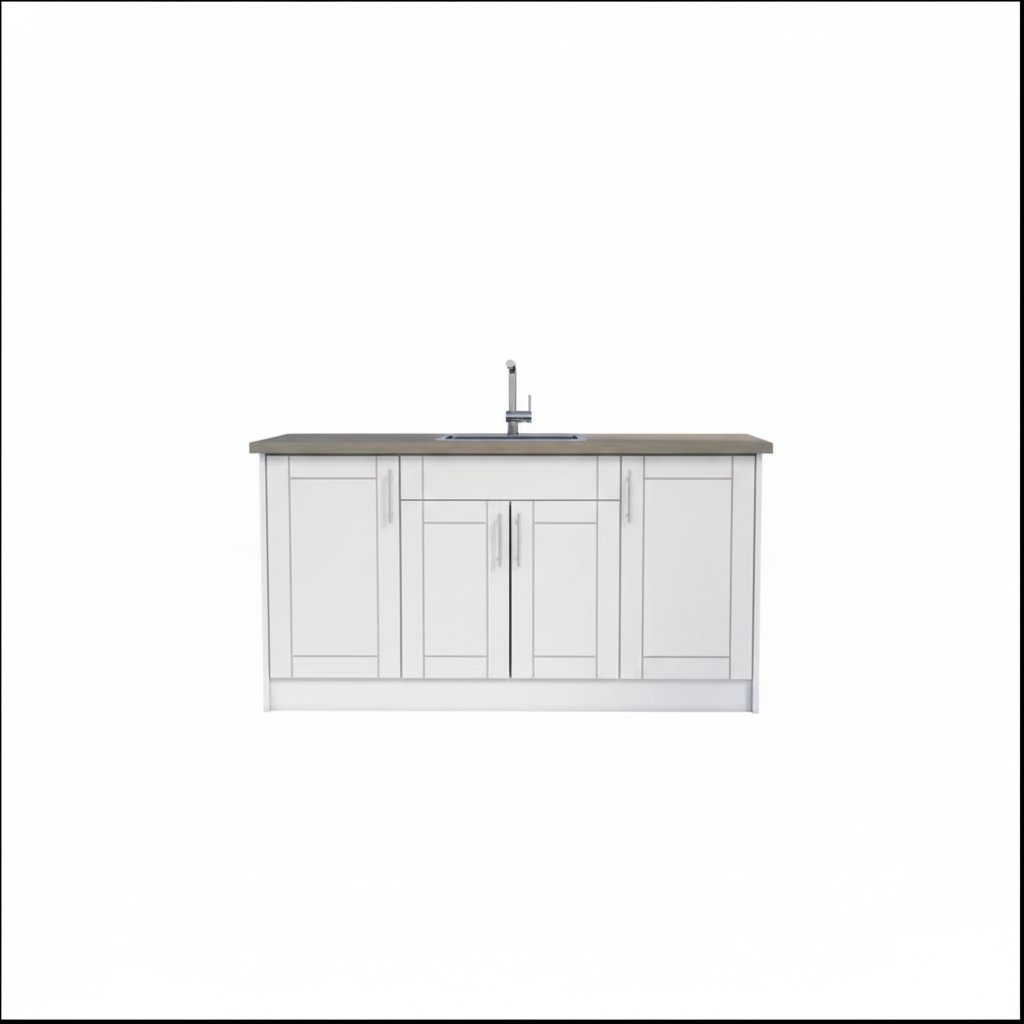 Sanibel Shell White 13-Piece 67.25 In. X 34.5 In. X 25.5 In. Outdoor Kitchen Cabinet Island Set
