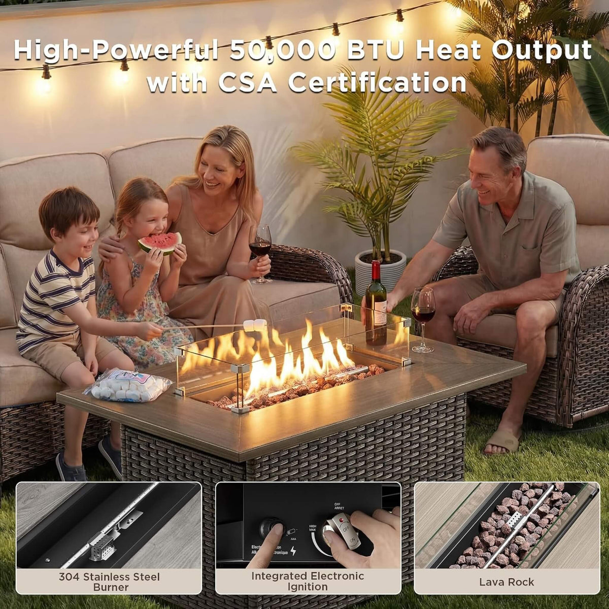 Luxury 10‑Piece All‑Weather Outdoor Patio Furniture Set With Fire Pit Table (SAK39281)