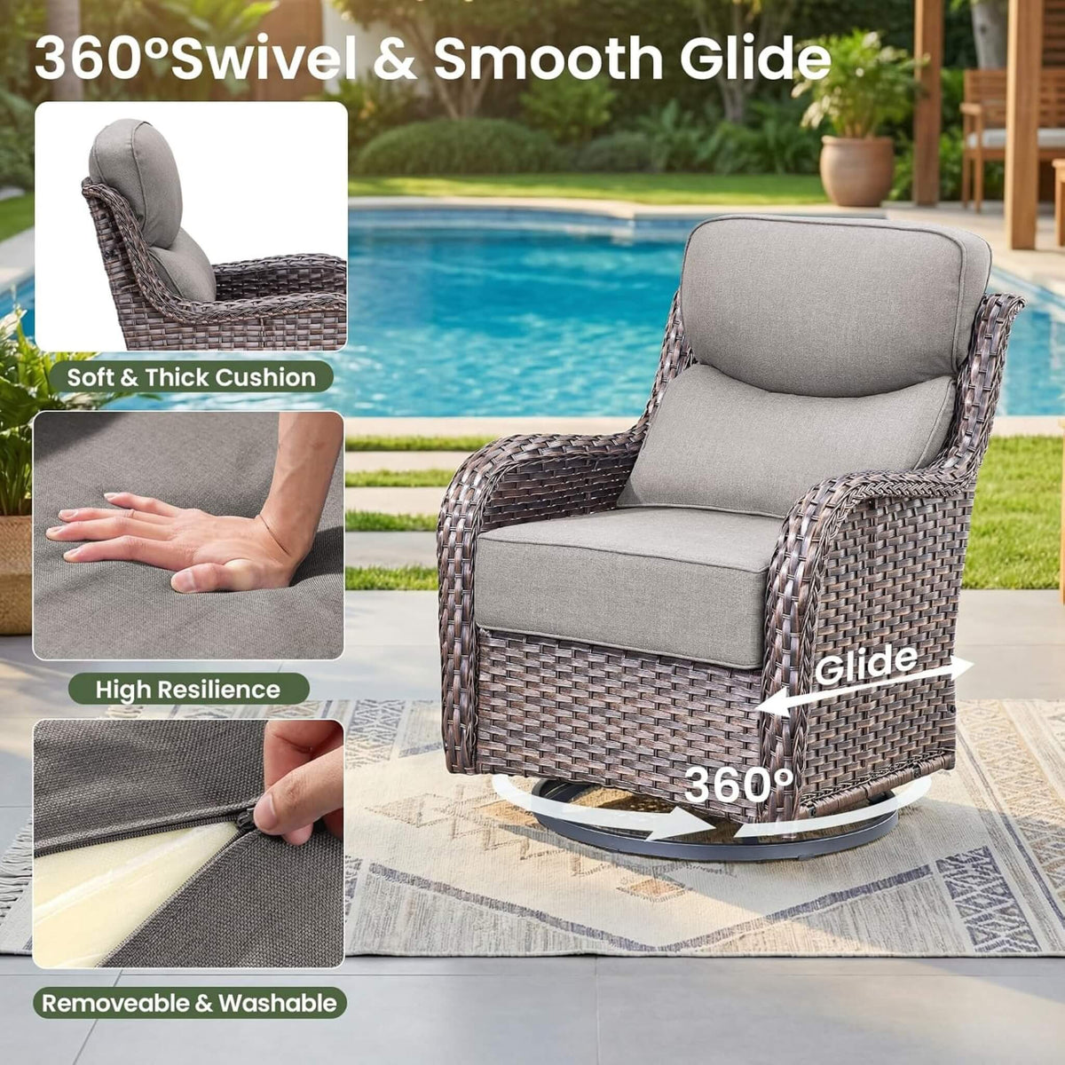 Luxury 7‑Piece Outdoor Patio Furniture Set With Fire Pit Table (SAK57391)