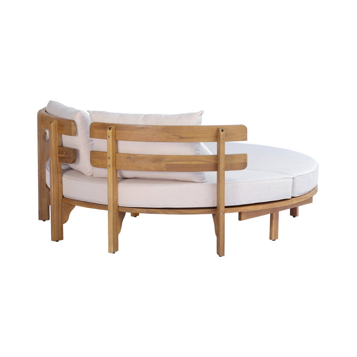 Luxury Outdoor Acacia Wood Round Daybed With Cushions and Pillows (SAK40613)