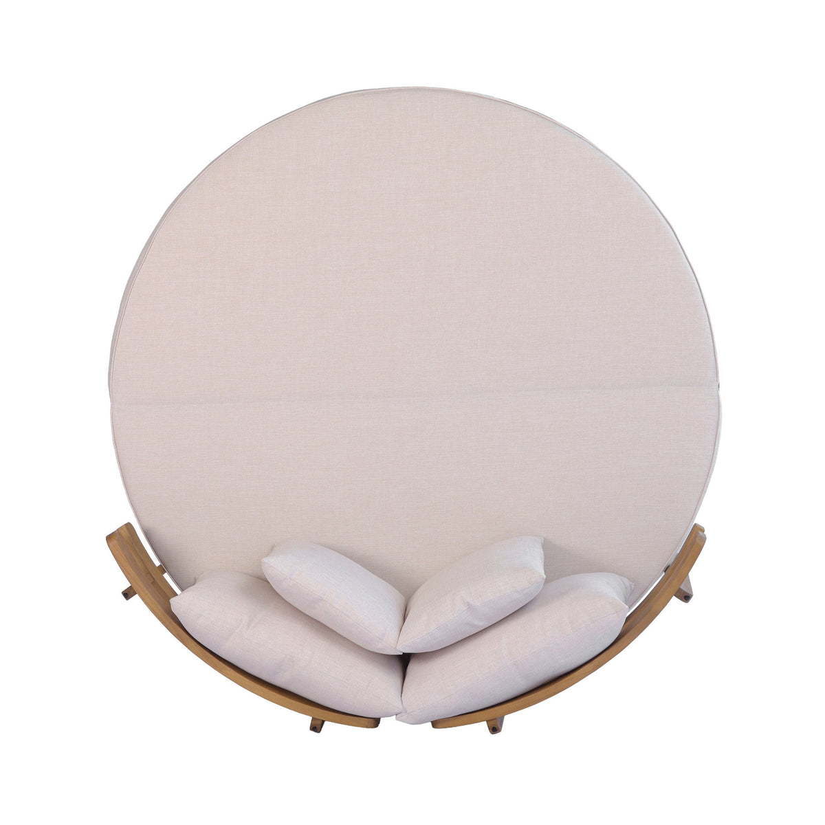 Luxury Outdoor Acacia Wood Round Daybed With Cushions and Pillows (SAK40613)