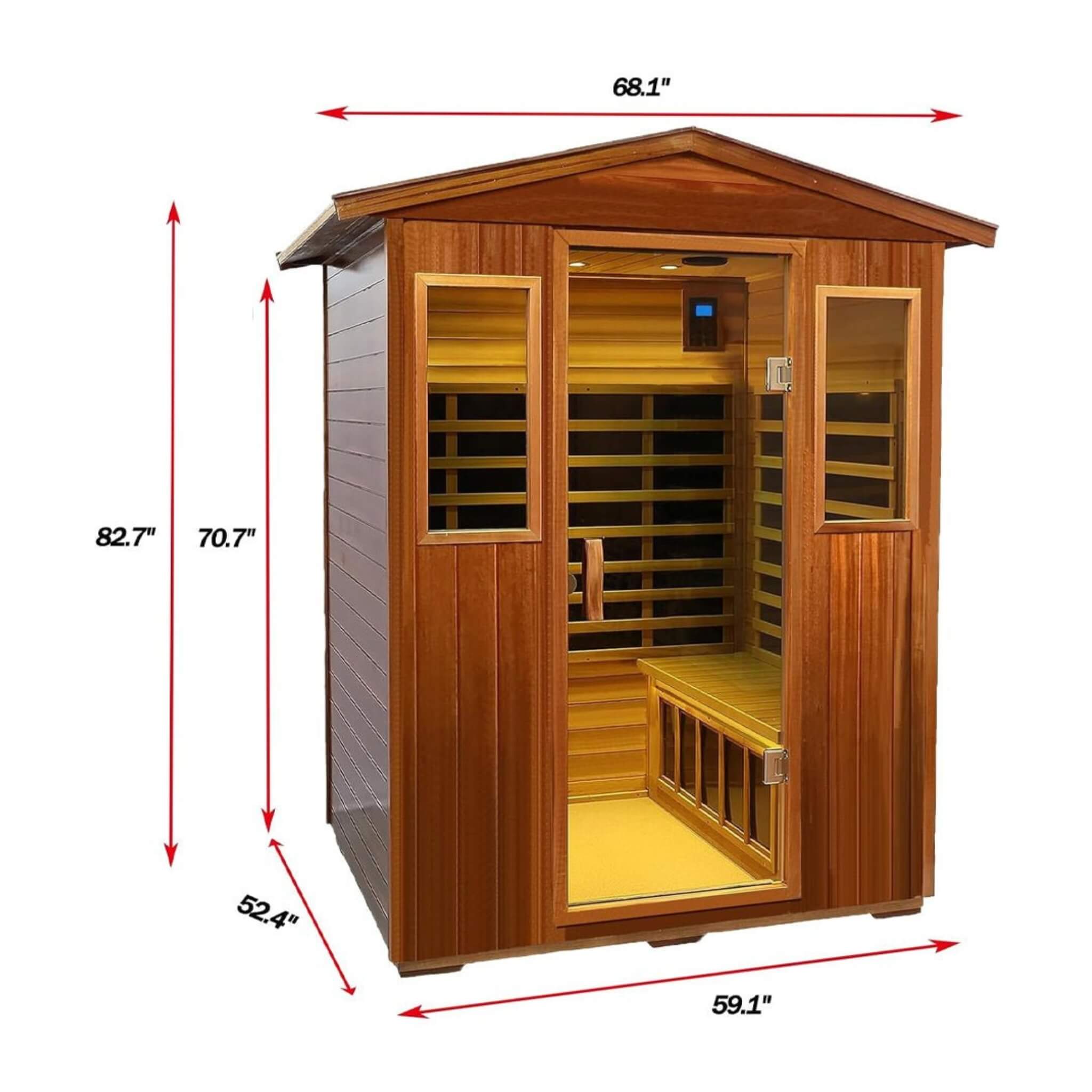 Thermora Valois Premium 4-Person 2050W Luxury Low EMF Outdoor FAR Infrared Home Sauna With Bluetooth Audio (SAK15372)
