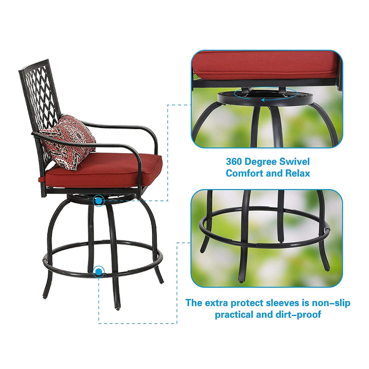 Premium 6‑Piece Bar Patio Furniture Set With Umbrella, Swivel Chairs, and Cushions (SAK90375)