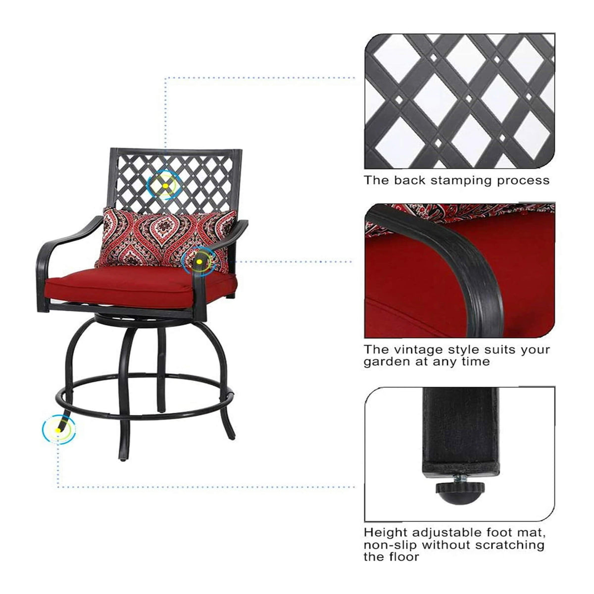 Premium 6‑Piece Bar Patio Furniture Set With Umbrella, Swivel Chairs, and Cushions (SAK90375)