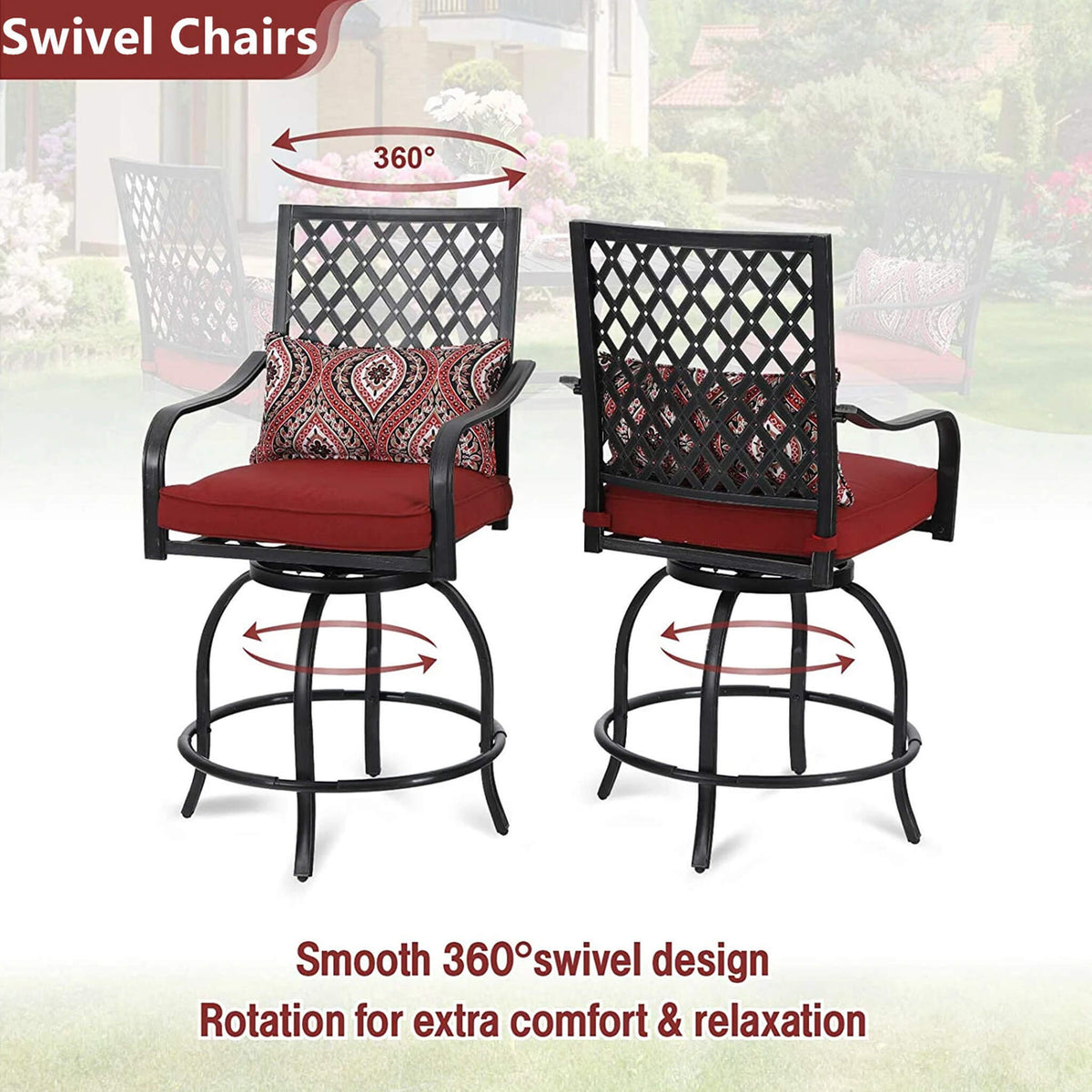 Premium 6‑Piece Bar Patio Furniture Set With Umbrella, Swivel Chairs, and Cushions (SAK90375)