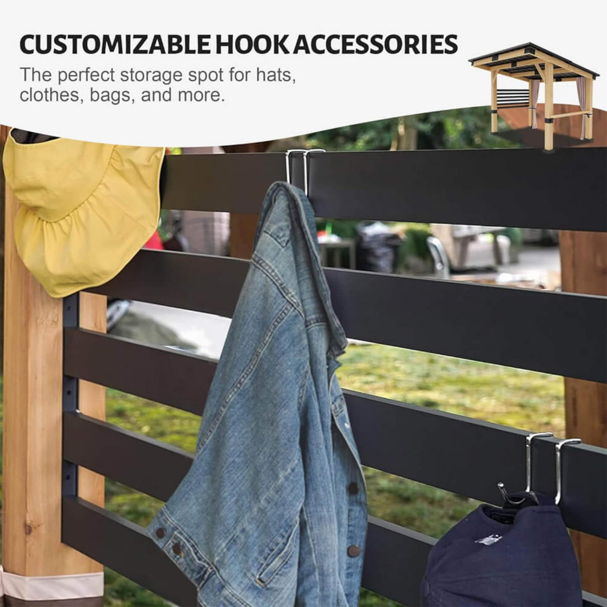 [10X12FT] Alora Heavy‑Duty Premium Outdoor Cedar Hardtop Gazebo With Metal Roof & Back Curtains (SAK57184)