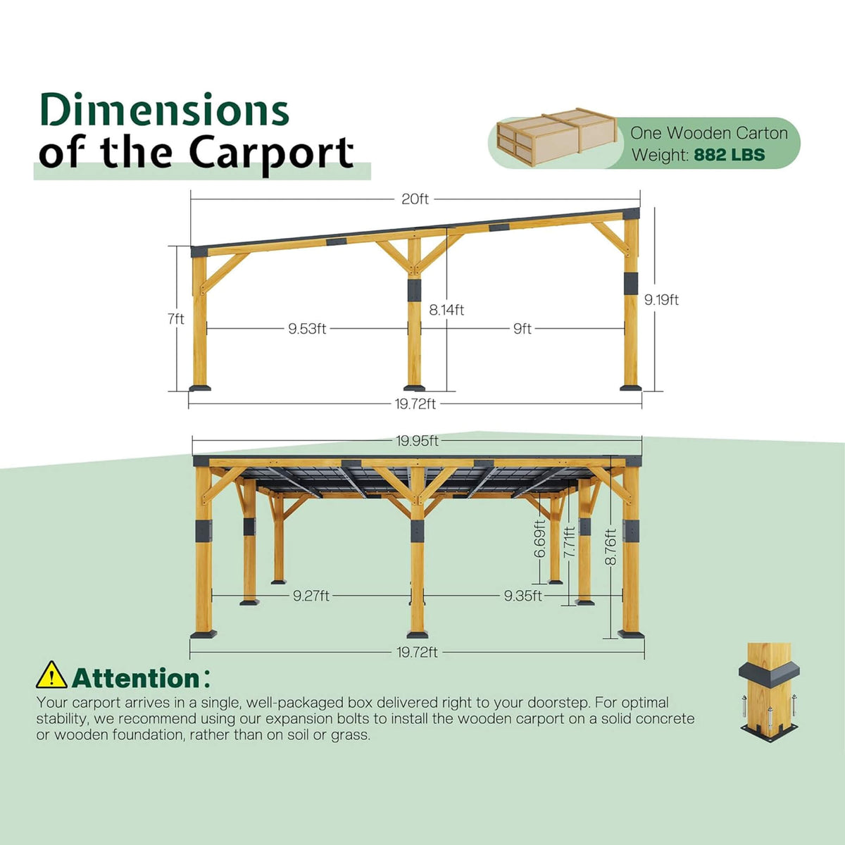 20×20FT Heavy‑Duty All‑Weather Outdoor Cedar Wood Gazebo With Galvanized Steel Roof (SAK76145)