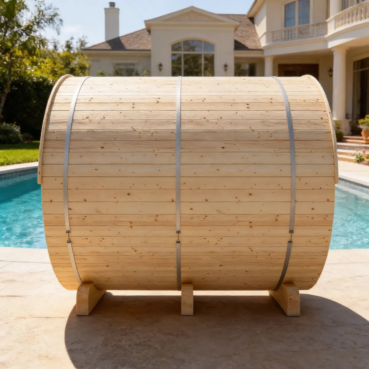 Helsinki Finnish Barrel Sauna with Terrace and WiFi Heater – Finnish Sauna Builders