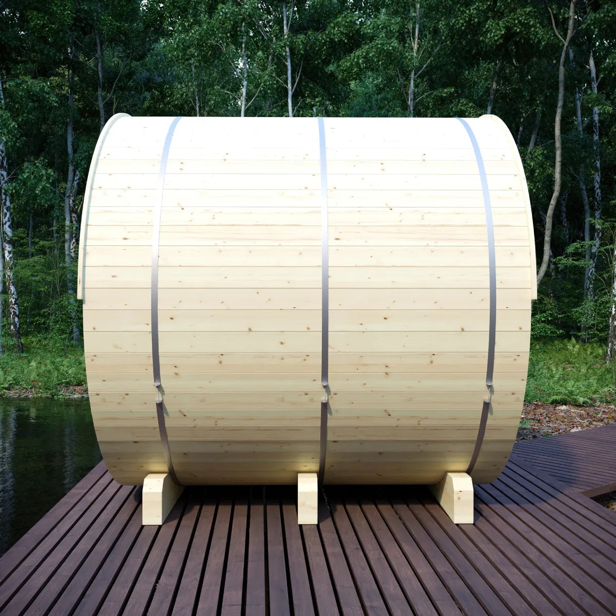 Helsinki Finnish Barrel Sauna with Terrace and WiFi Heater – Finnish Sauna Builders