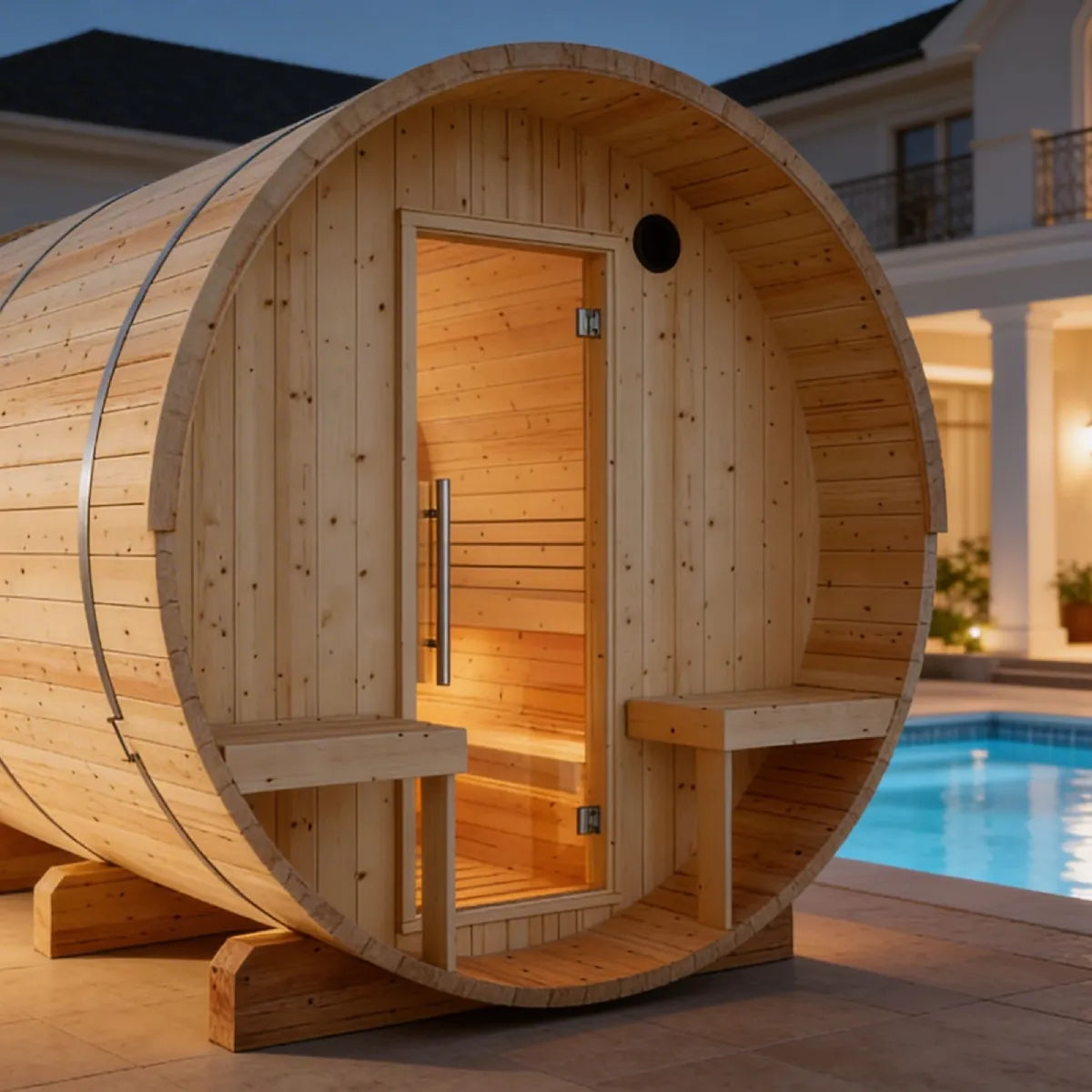 Helsinki Finnish Barrel Sauna with Terrace and WiFi Heater – Finnish Sauna Builders