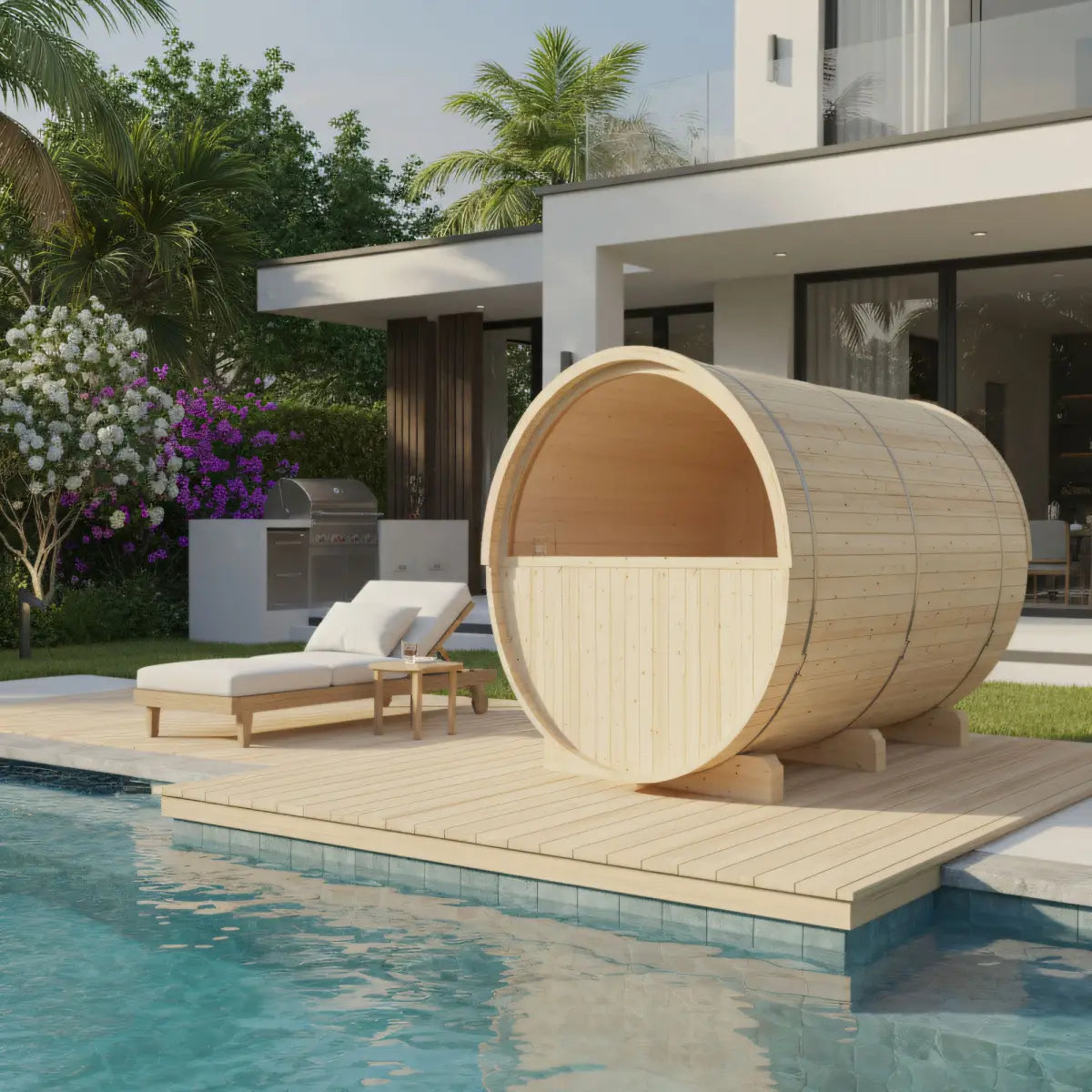 Turku Finnish Barrel Sauna with Terrace and WiFi Heater – Finnish Sauna Builders