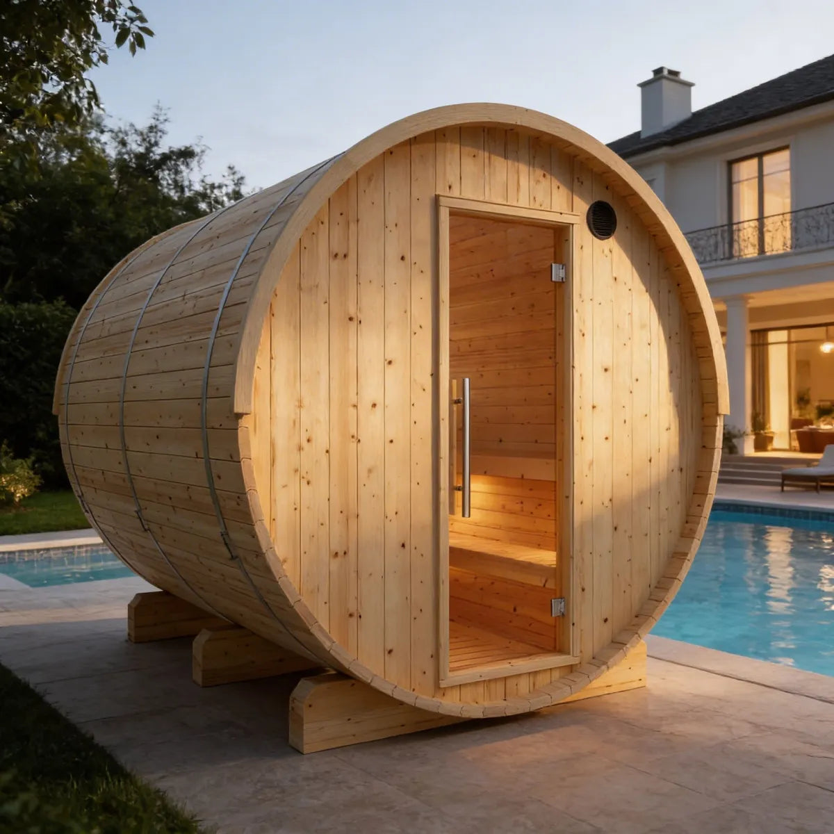 Vassa Finnish Barrel Sauna with WiFi Heater – Finnish Sauna Builders