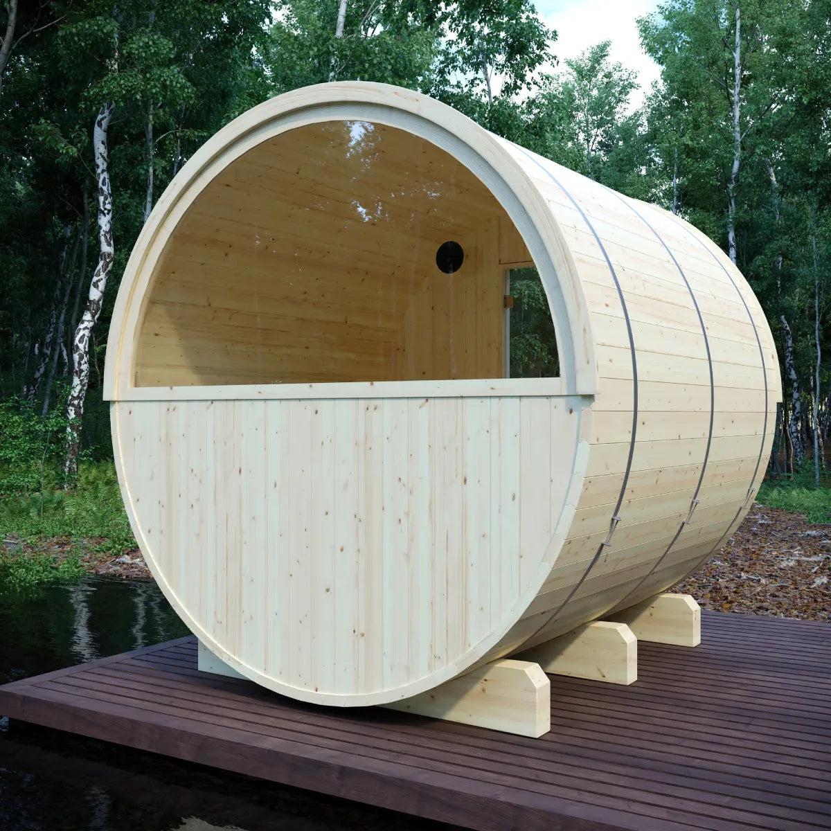 Vassa Finnish Barrel Sauna with WiFi Heater – Finnish Sauna Builders