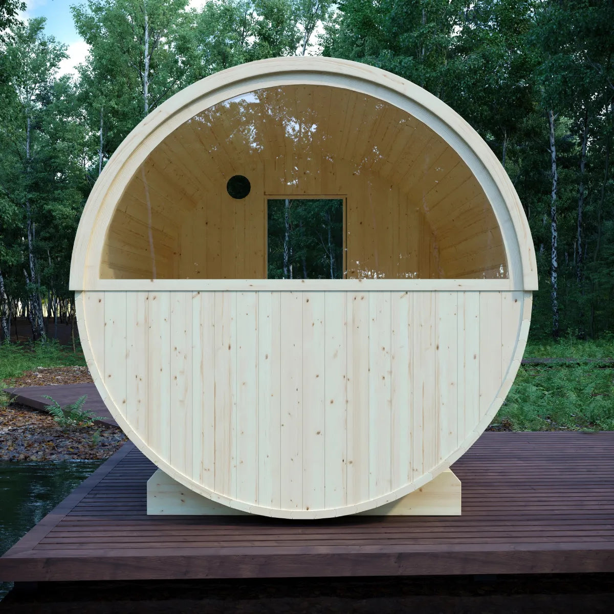 Vassa Finnish Barrel Sauna with WiFi Heater – Finnish Sauna Builders