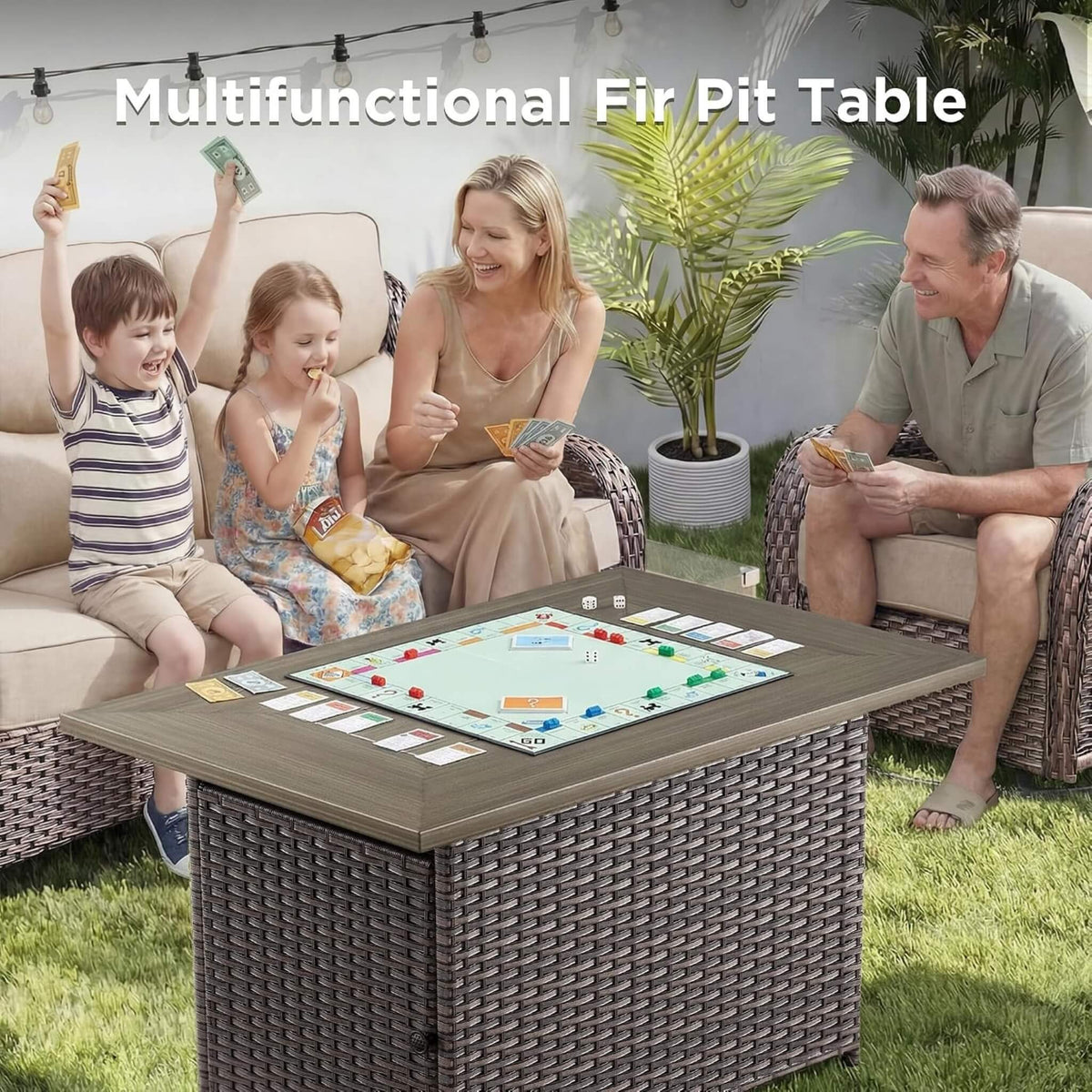 Luxury 10‑Piece All‑Weather Outdoor Patio Furniture Set With Fire Pit Table (SAK39281)